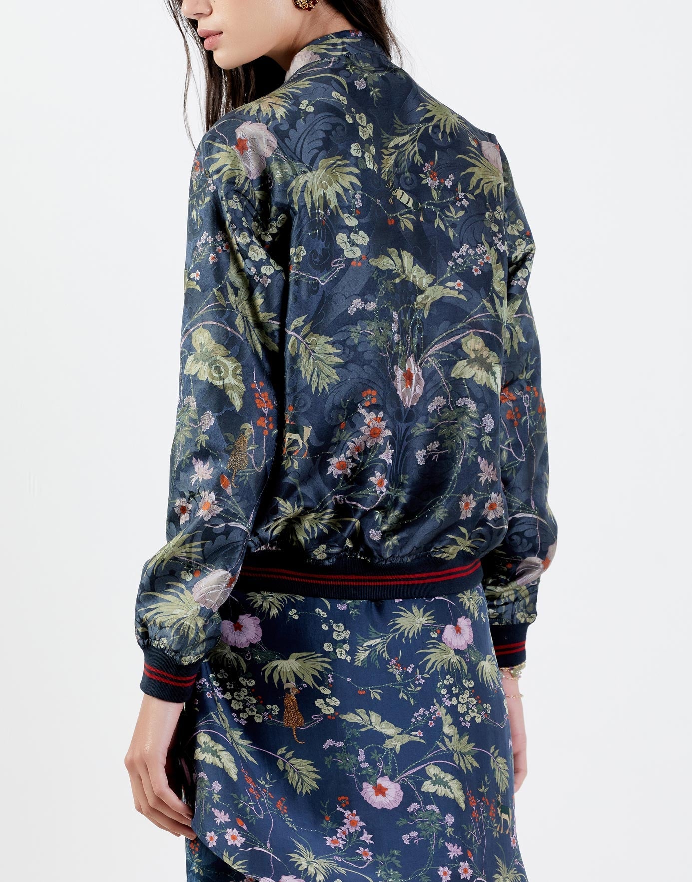 Janbaaz Bomber Jacket Silk Damask Midnight