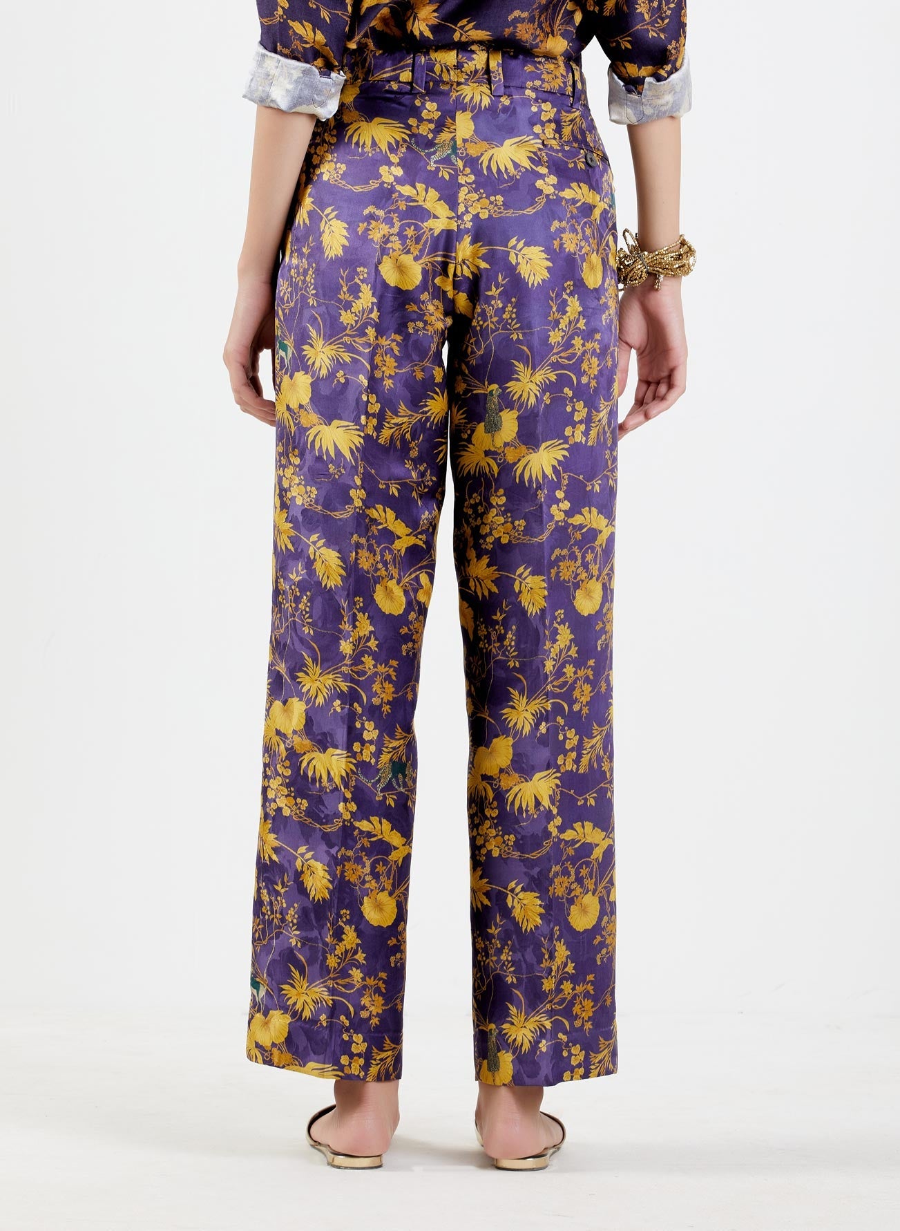 Straight Fit Trouser Silk Damask Gold