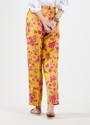Straight Fit Trouser Silk Damask Sorbet