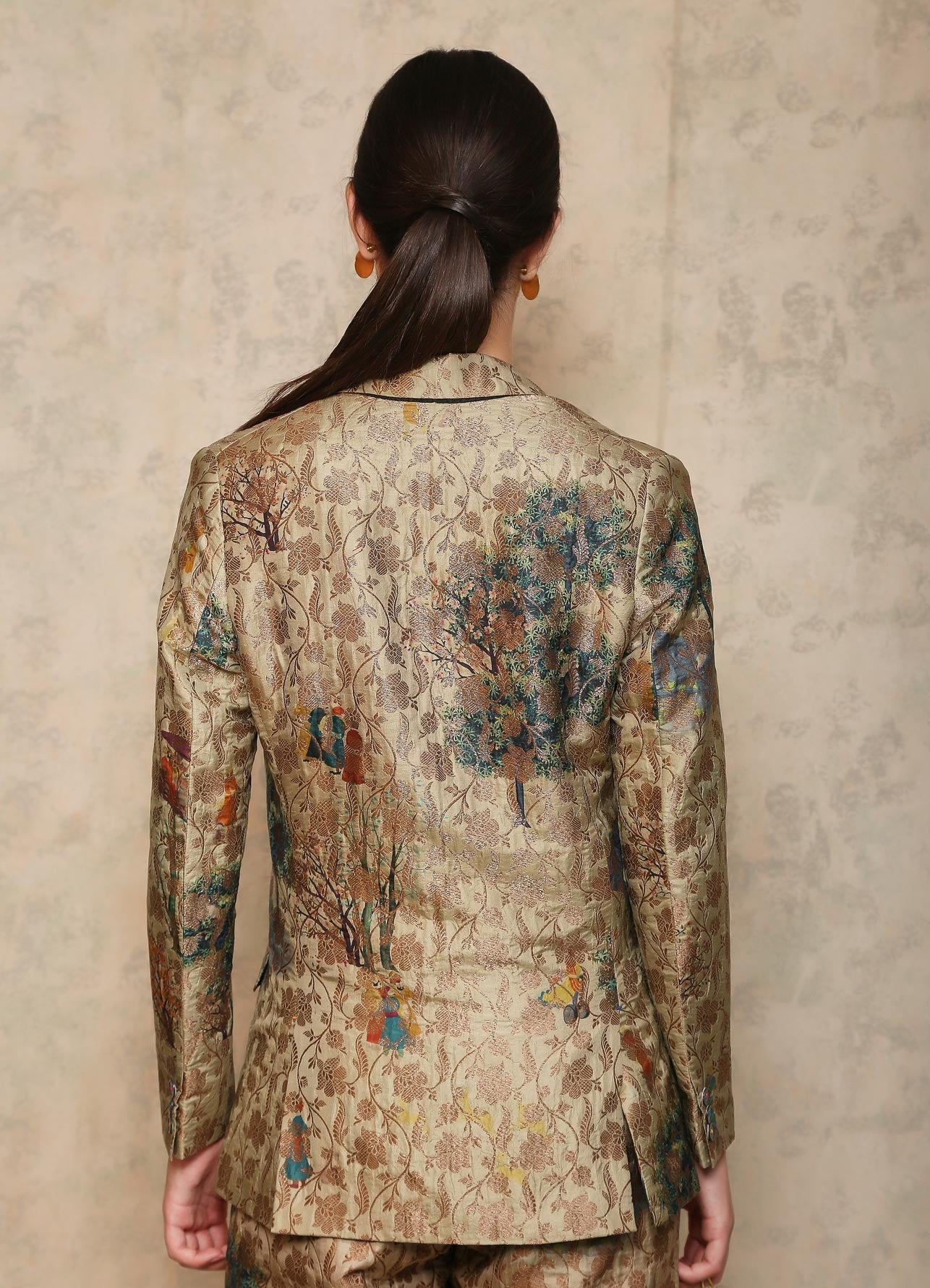 Rana Blazer Silk Brocade Beige