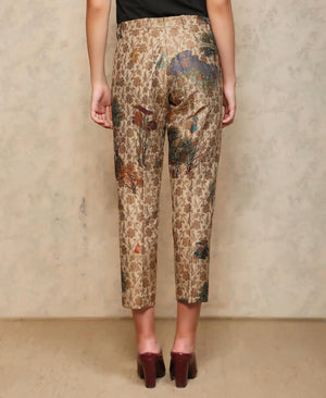 Classic Trouser Silk Brocade Beige