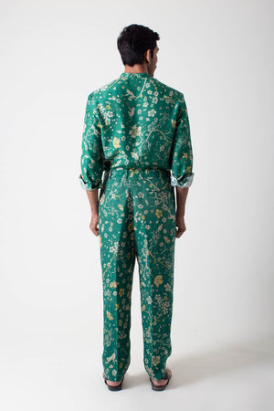 Classic Shirt Muga Satin Green