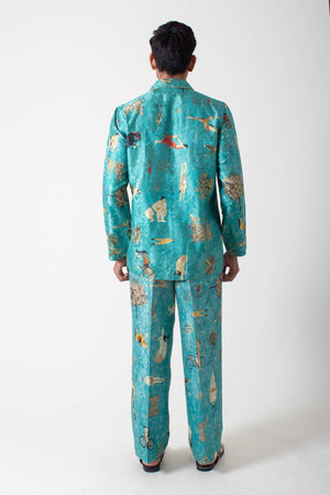 Libaas Shirt Silk Damask Turquoise