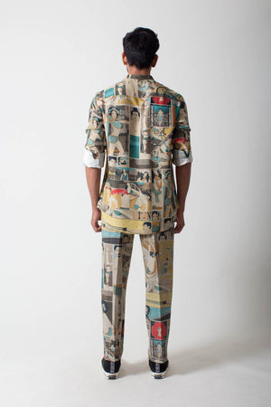 Classic Shirt Muga Satin Turquoise