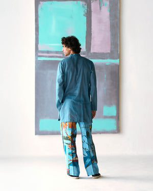 Chhote Miyan Kurta Voile Linen Dusty Blue
