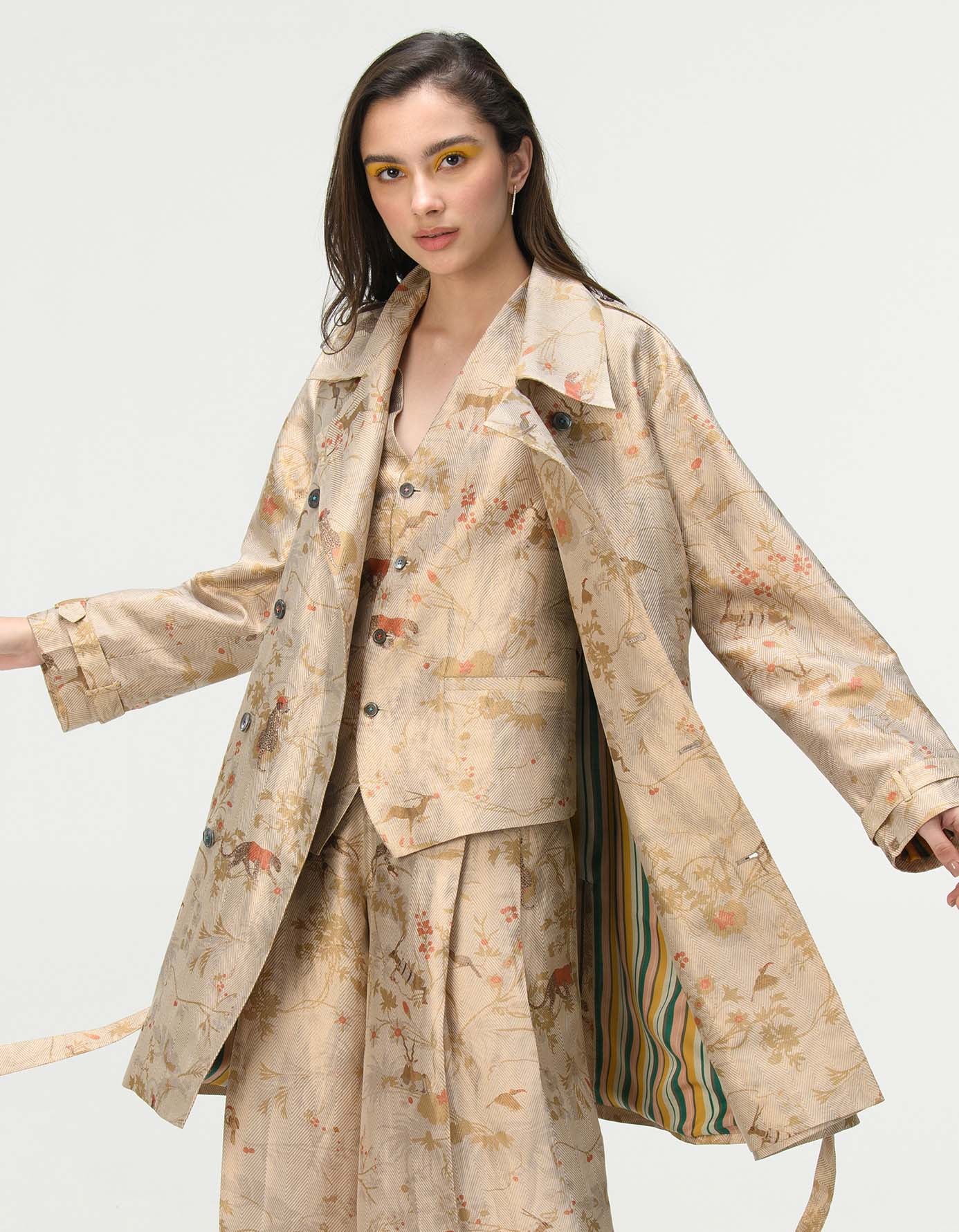 Vest Coat Silk Brocade Ivory