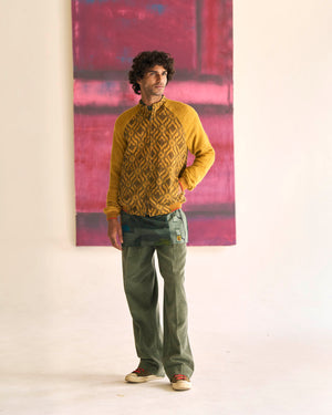 Single Pleat Trouser Sage In Corduroy
