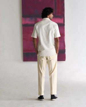Bush Shirt Cotton Linen White Check