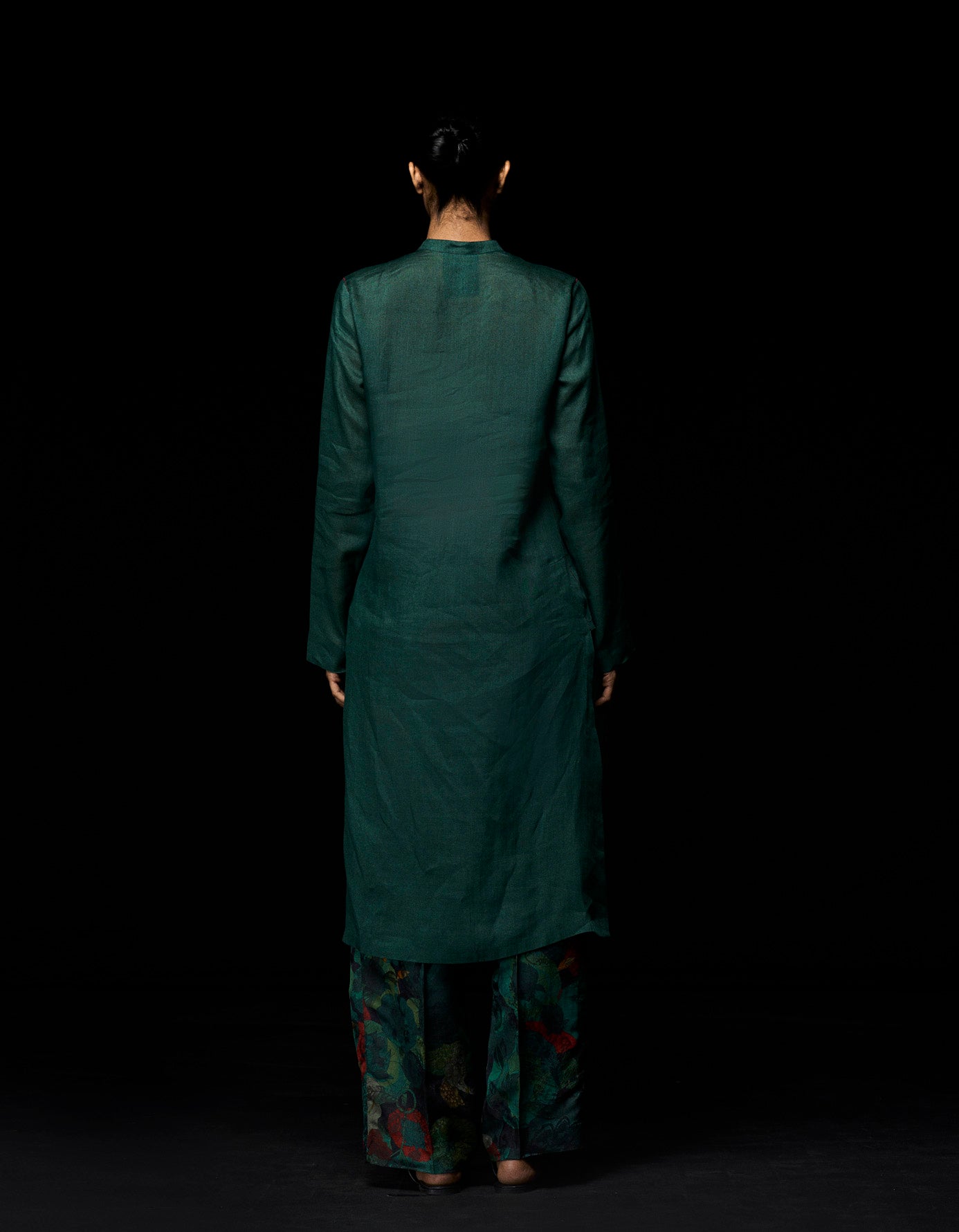Bade Miyan Kurta Voile Linen Emerald Green