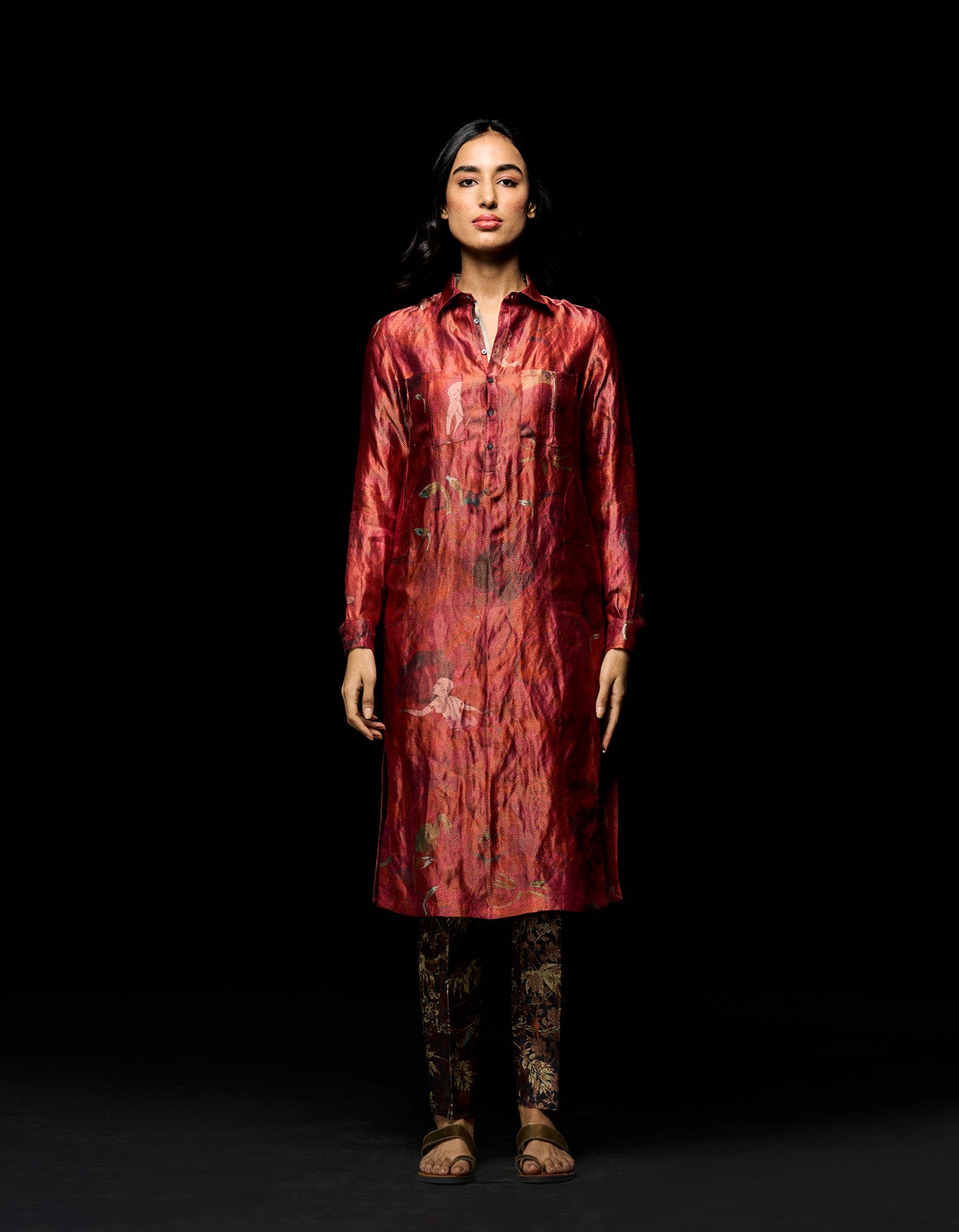 Bullet Kurta Silk Brocade Red