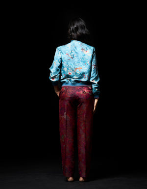 Janbaaz Bomber Jacket Silk Damask Blue