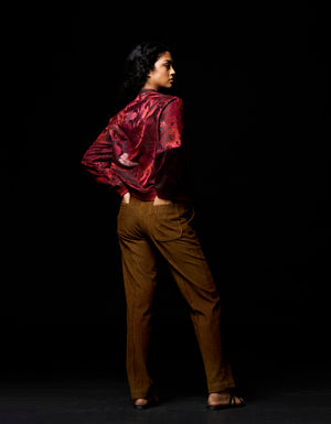Janbaaz Bomber Jacket Silk Damask Red