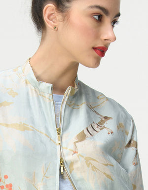 Janbaaz Bomber Jacket Silk Damask Ice Blue