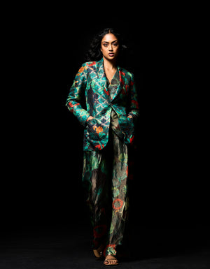 Rana Blazer Silk Brocade Emerald