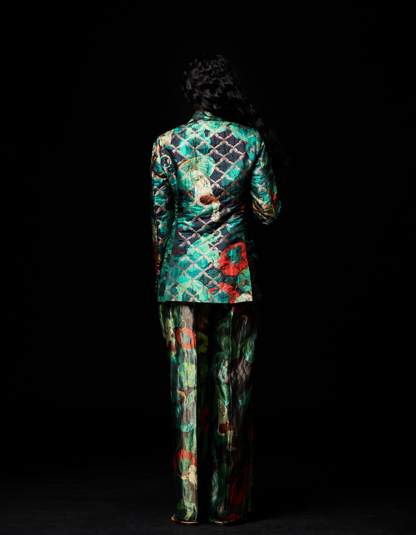 Rana Blazer Silk Brocade Emerald