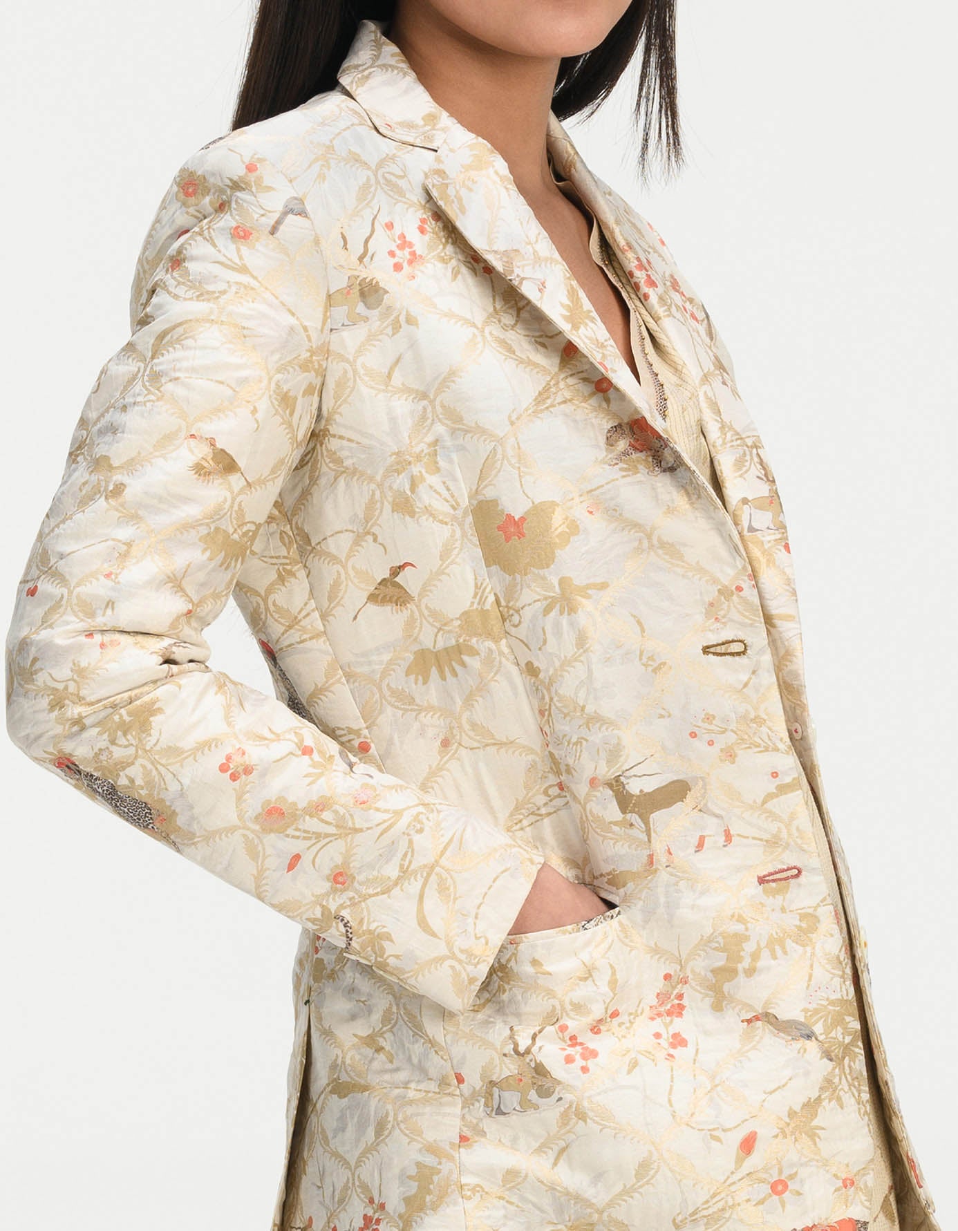 Rana Blazer Silk Brocade Ivory