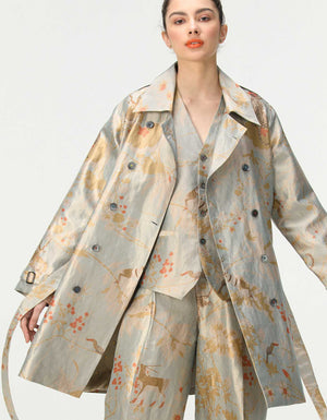 Vest Coat Silk Brocade Ice Blue