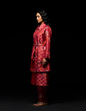 Trench Silk Brocade Red