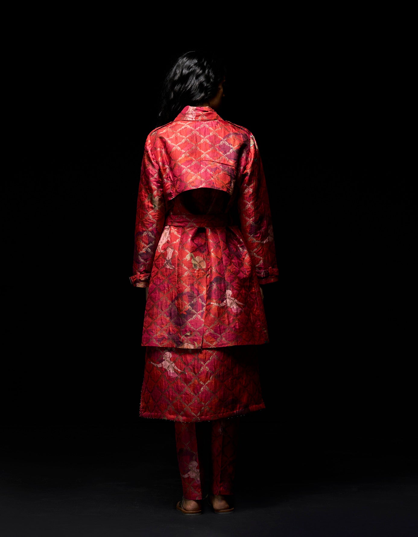 Trench Silk Brocade Red