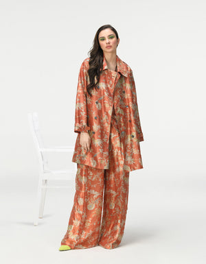 Trench Silk Brocade Coral