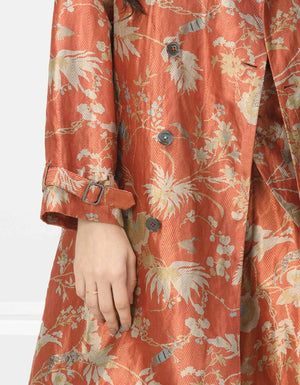 Trench Silk Brocade Coral
