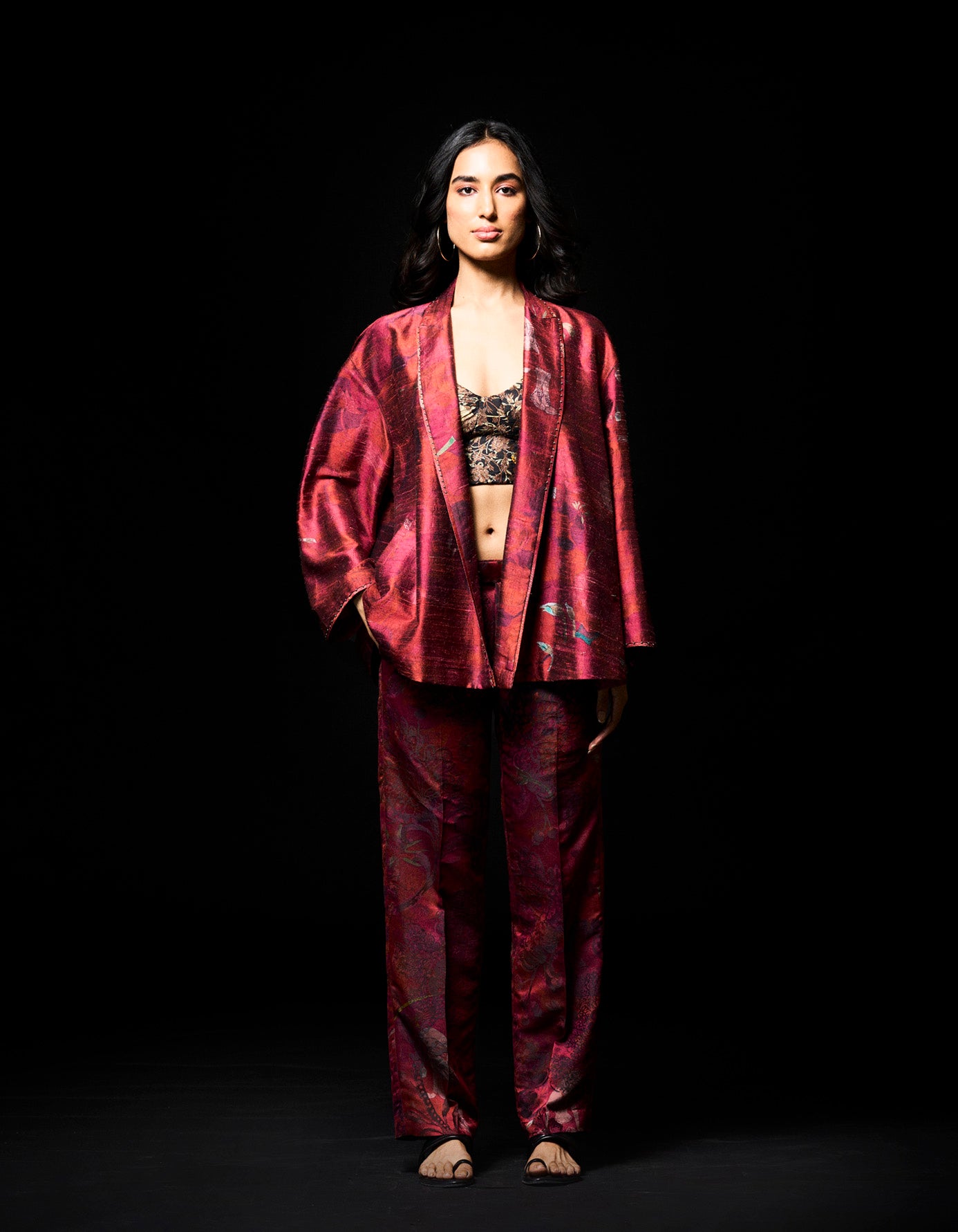 Fresco Cape Coat Red Silk Dupion