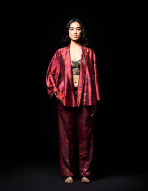 Fresco Cape Coat Red Silk Dupion