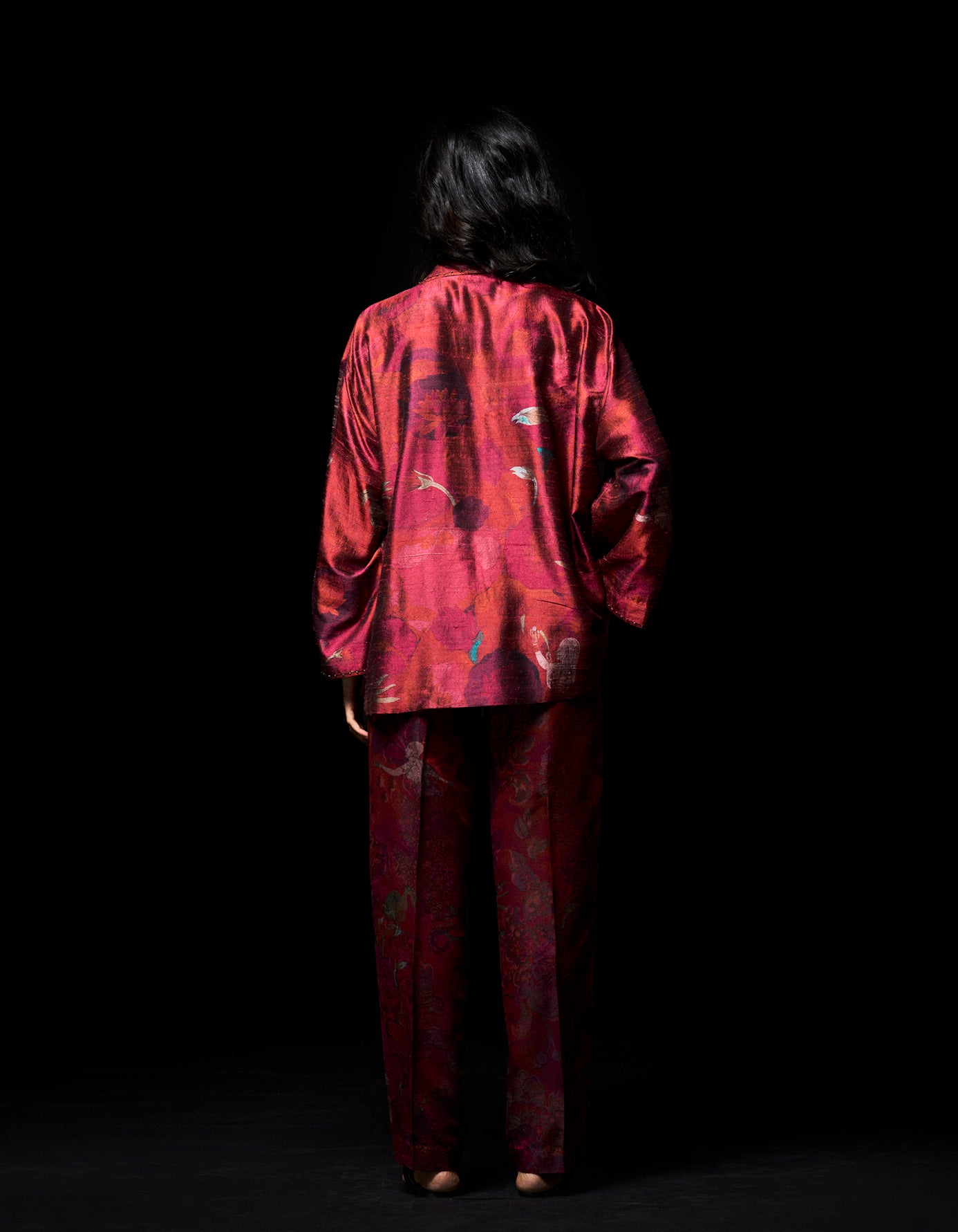 Fresco Cape Coat Red Silk Dupion