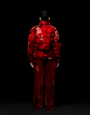 Fresco Quilted Jacket Red Silk Velvet