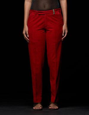 Raahi Trouser Red Corduroy