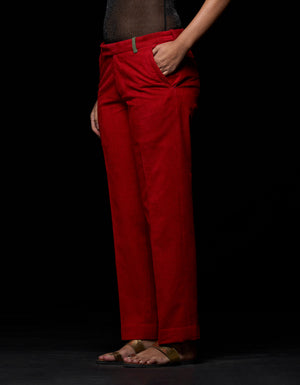 Raahi Trouser Red Corduroy