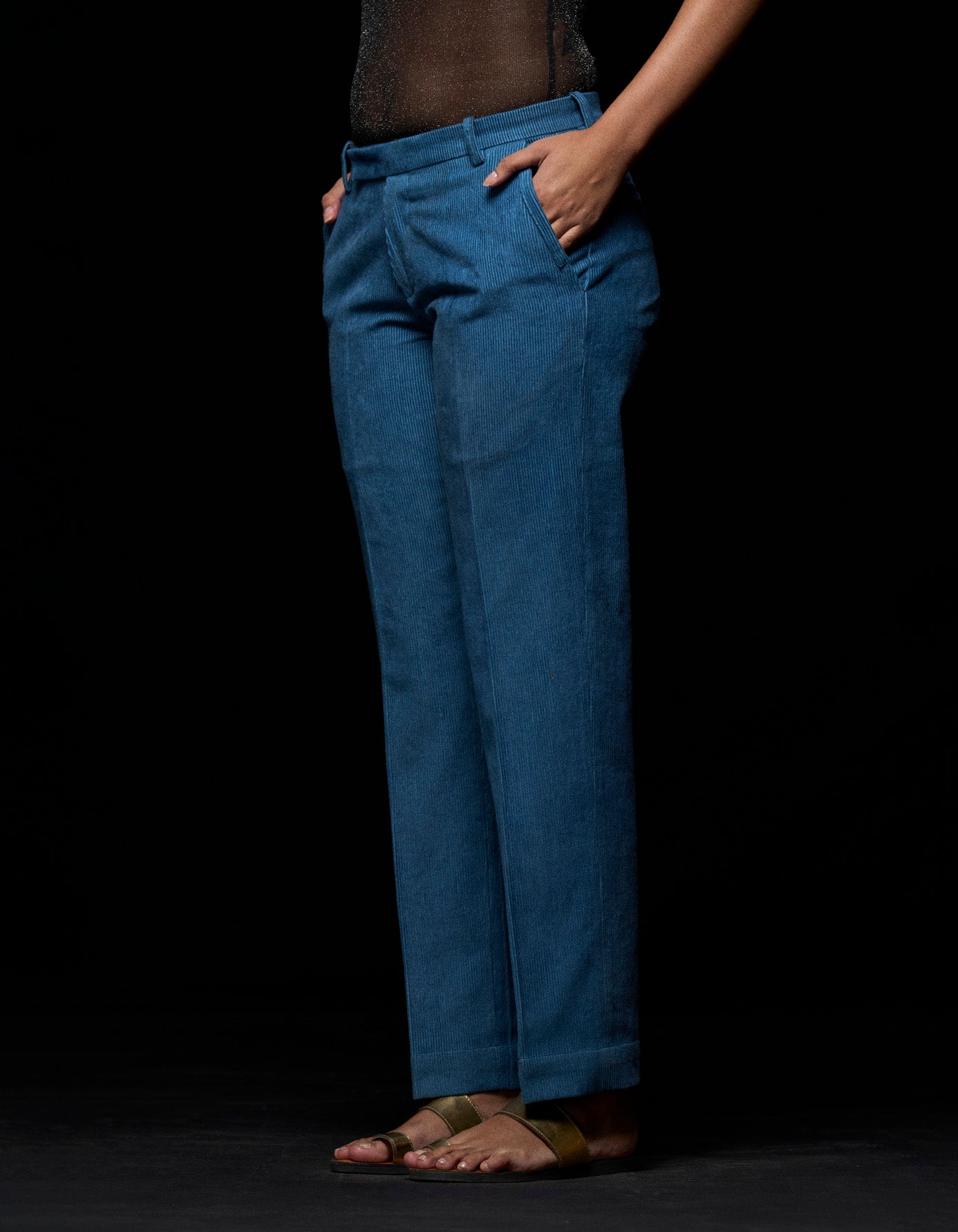 Raahi Trouser Blue Corduroy