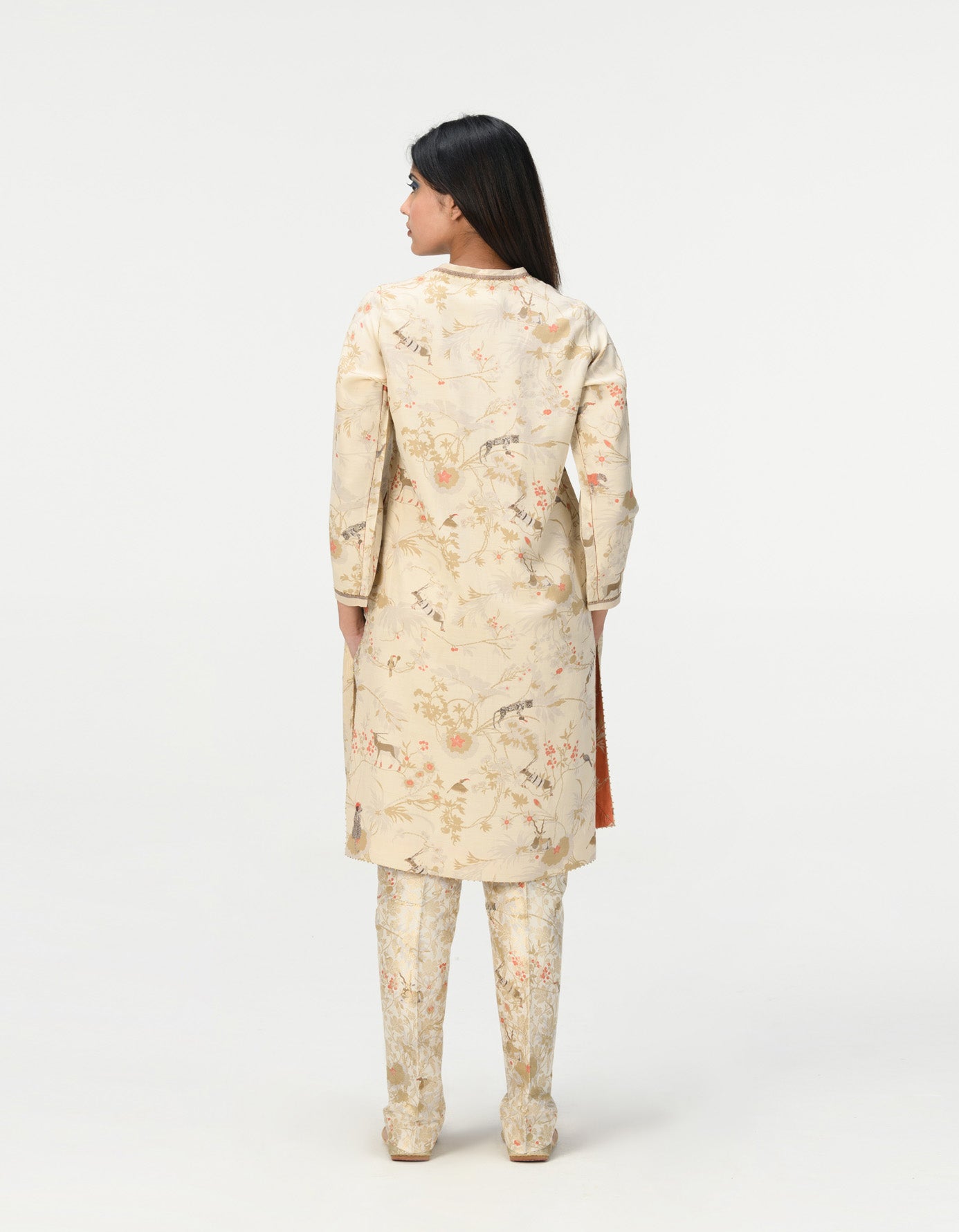 Classic Trousers Silk Brocade Ivory