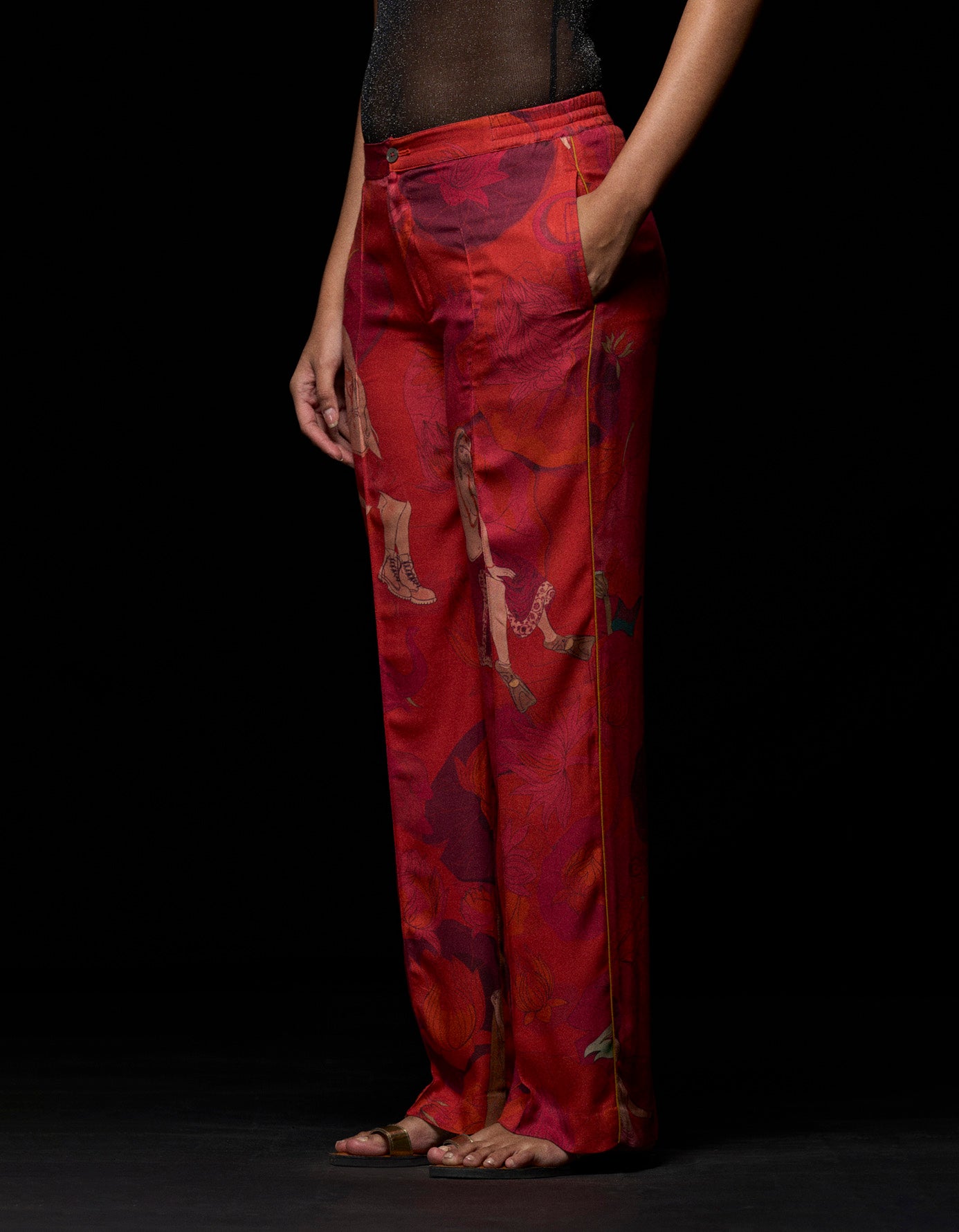 Pyjama Pant Cotton Silk Twill Red