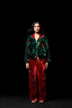 Fresco Pyjama Pant Red Silk Velvet