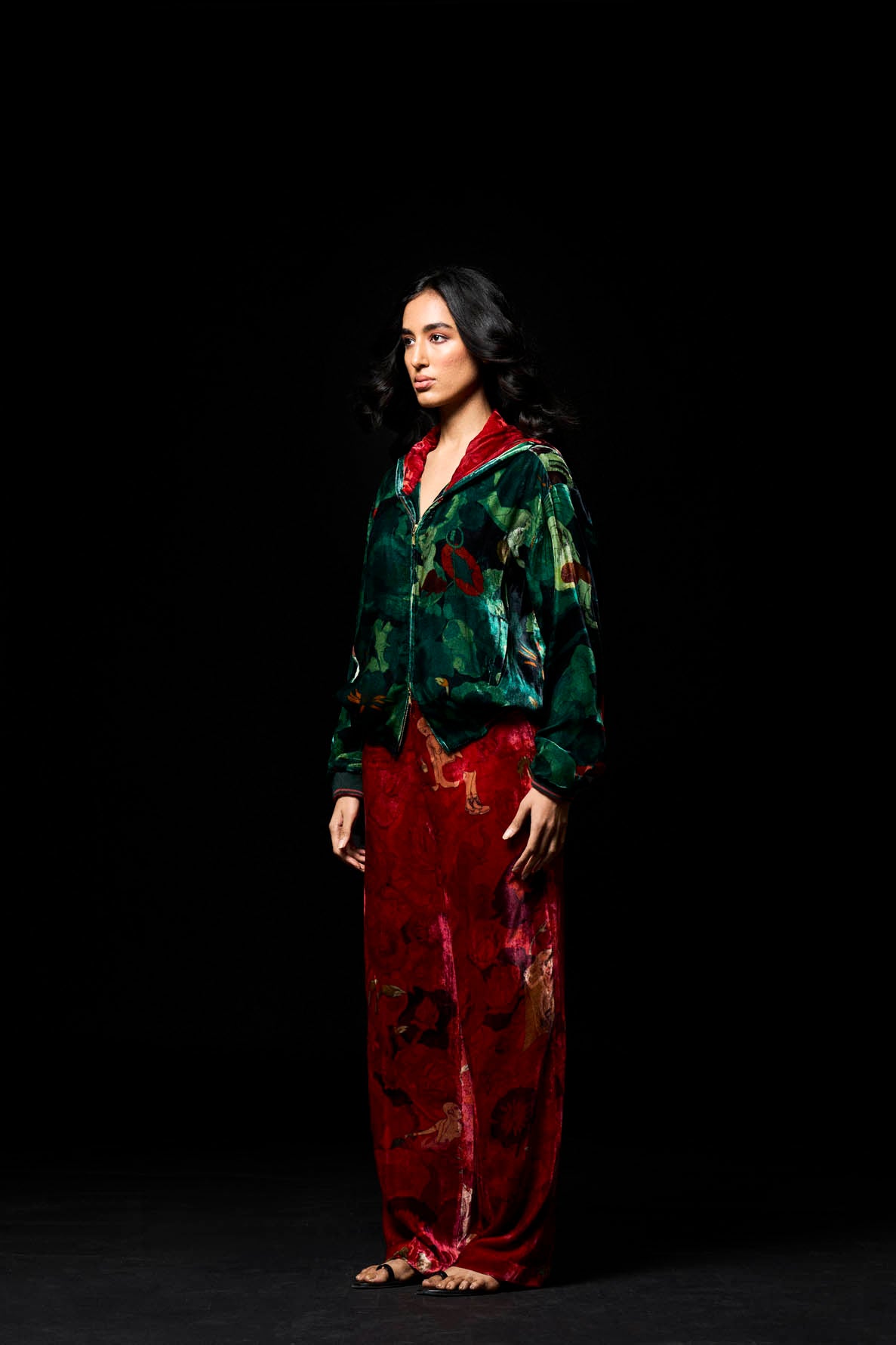 Fresco Pyjama Pant Red Silk Velvet