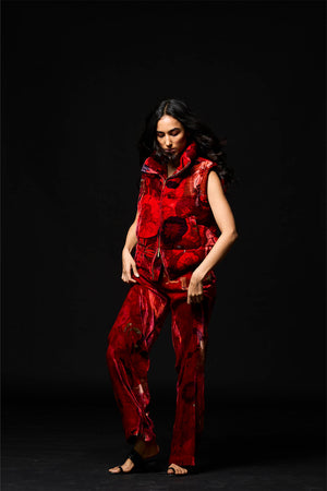 Fresco Pyjama Pant Red Silk Velvet