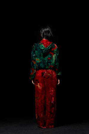 Fresco Pyjama Pant Red Silk Velvet