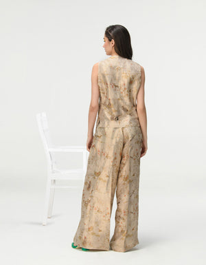 Palazzo Silk Brocade Ivory