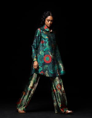 Azaad Trouser Silk Brocade Emerald