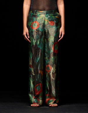 Azad Trouser Silk Brocade Emerald