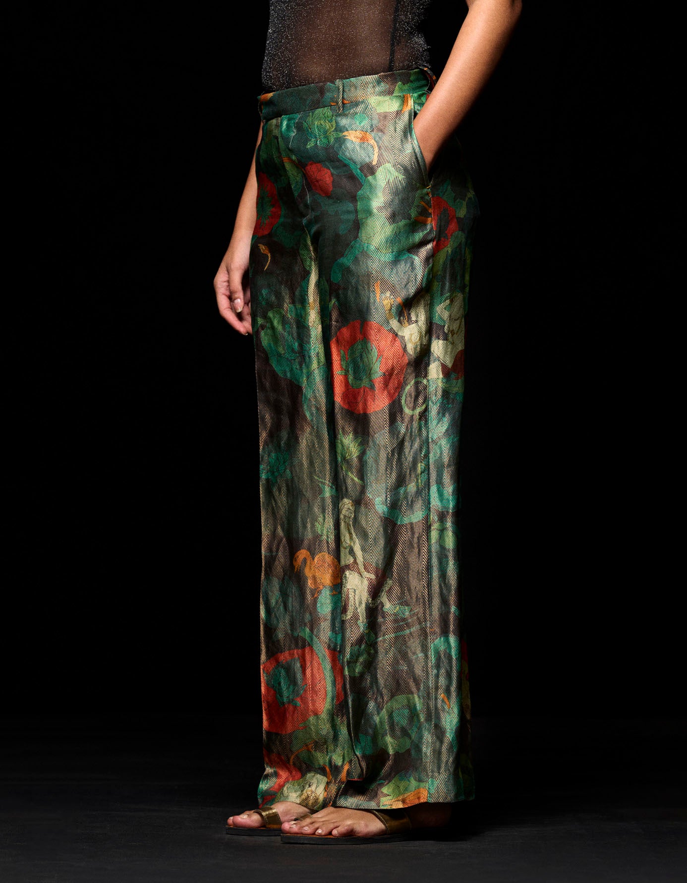 Azaad Trouser Silk Brocade Emerald