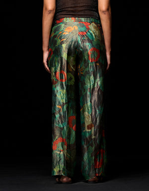 Azad Trouser Silk Brocade Emerald