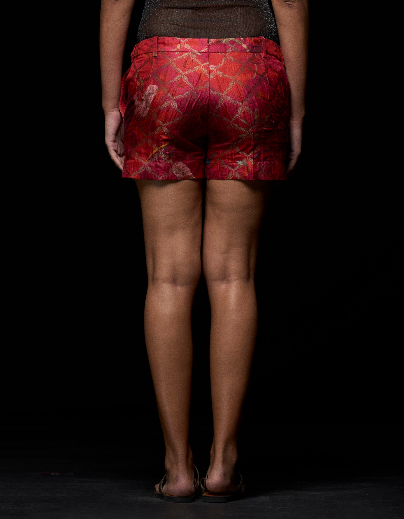 Fresco Shorts Short Red Silk Brocade