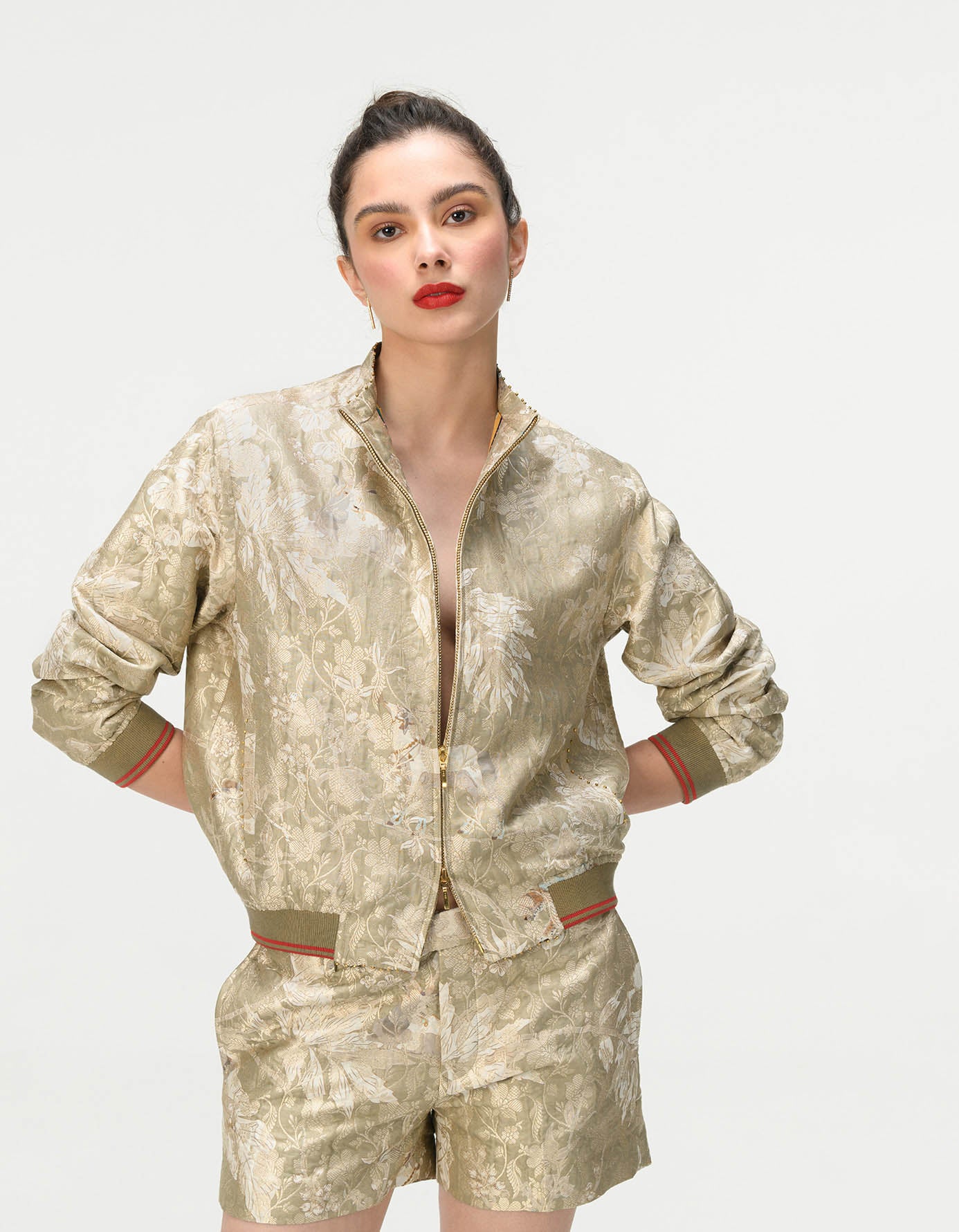 Rainforest Shorts Short Oyster Grey Silk Brocade