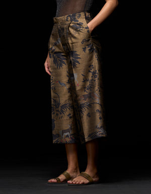 Cropped Trouser Silk Dupion Beige