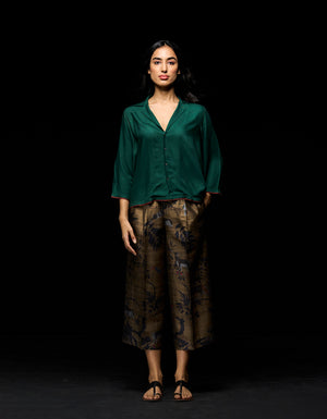 Cropped Trouser Silk Dupion Beige