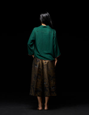 Cropped Trouser Silk Dupion Beige