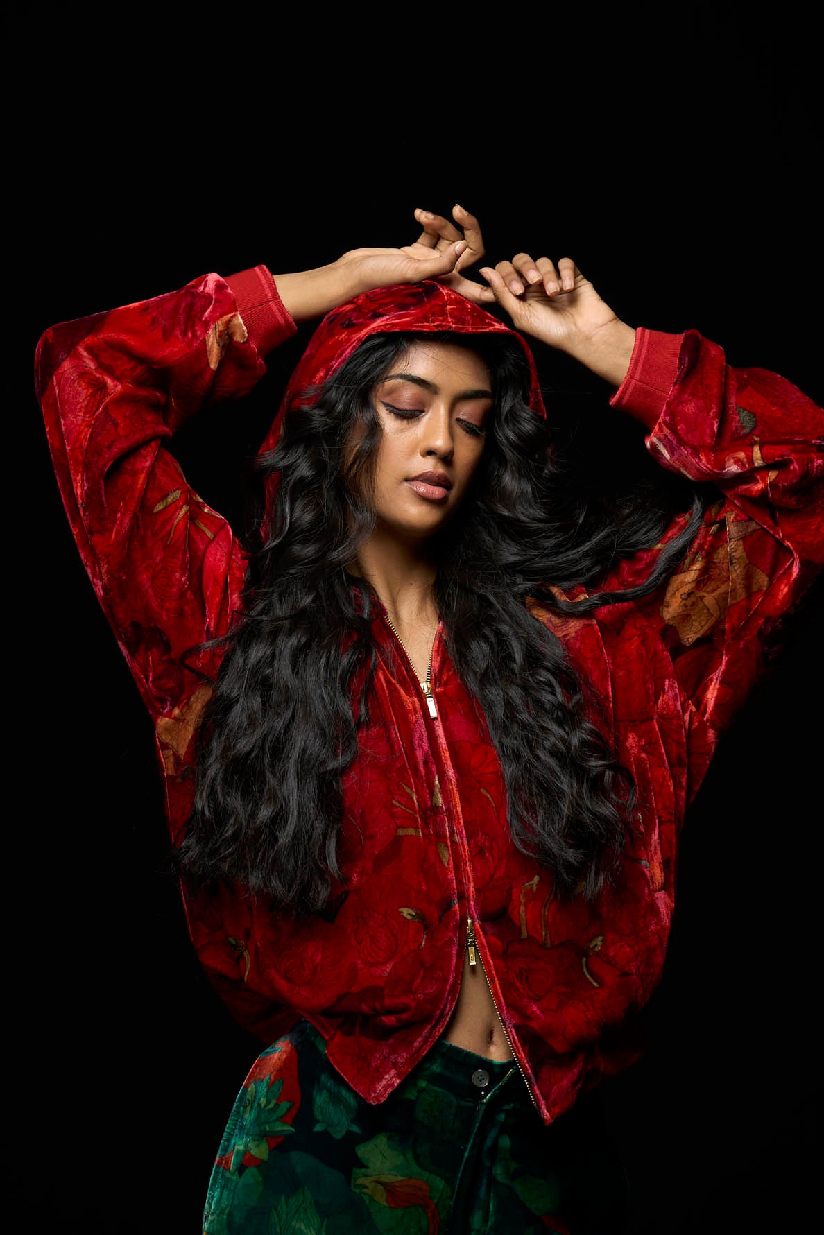 Fresco Track Jacket Red Silk Velvet