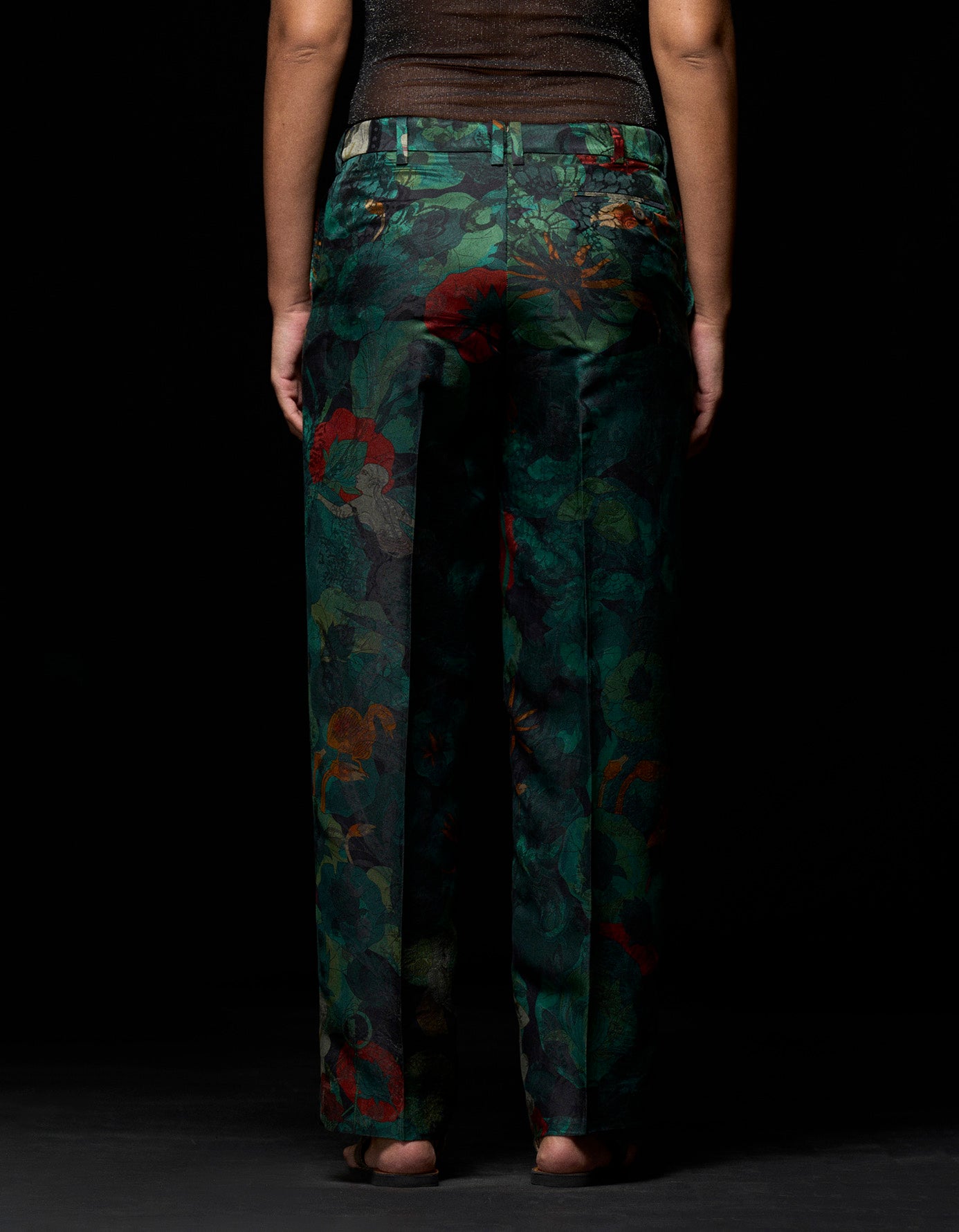 Straight Fit Trouser Silk Damask Emerald